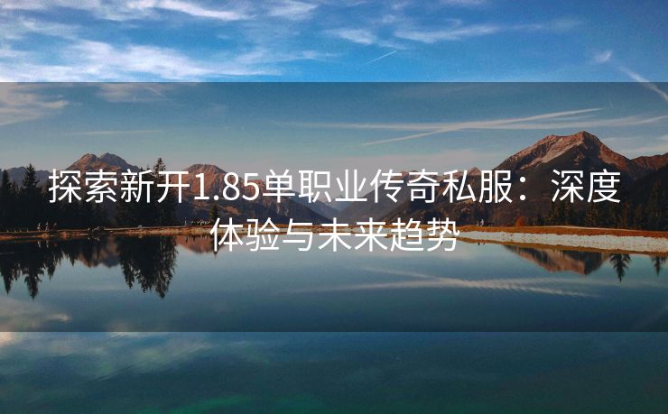 探索新开1.85单职业传奇私服：深度体验与未来趋势